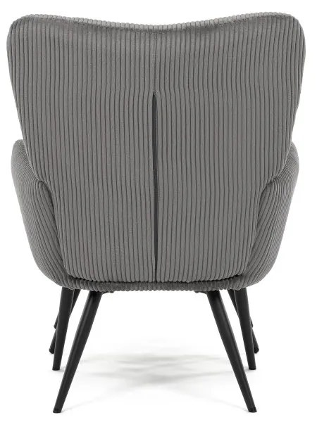 Relaxačné kreslo ušiak s taburetom ROYAL — kov, menčester, sivá