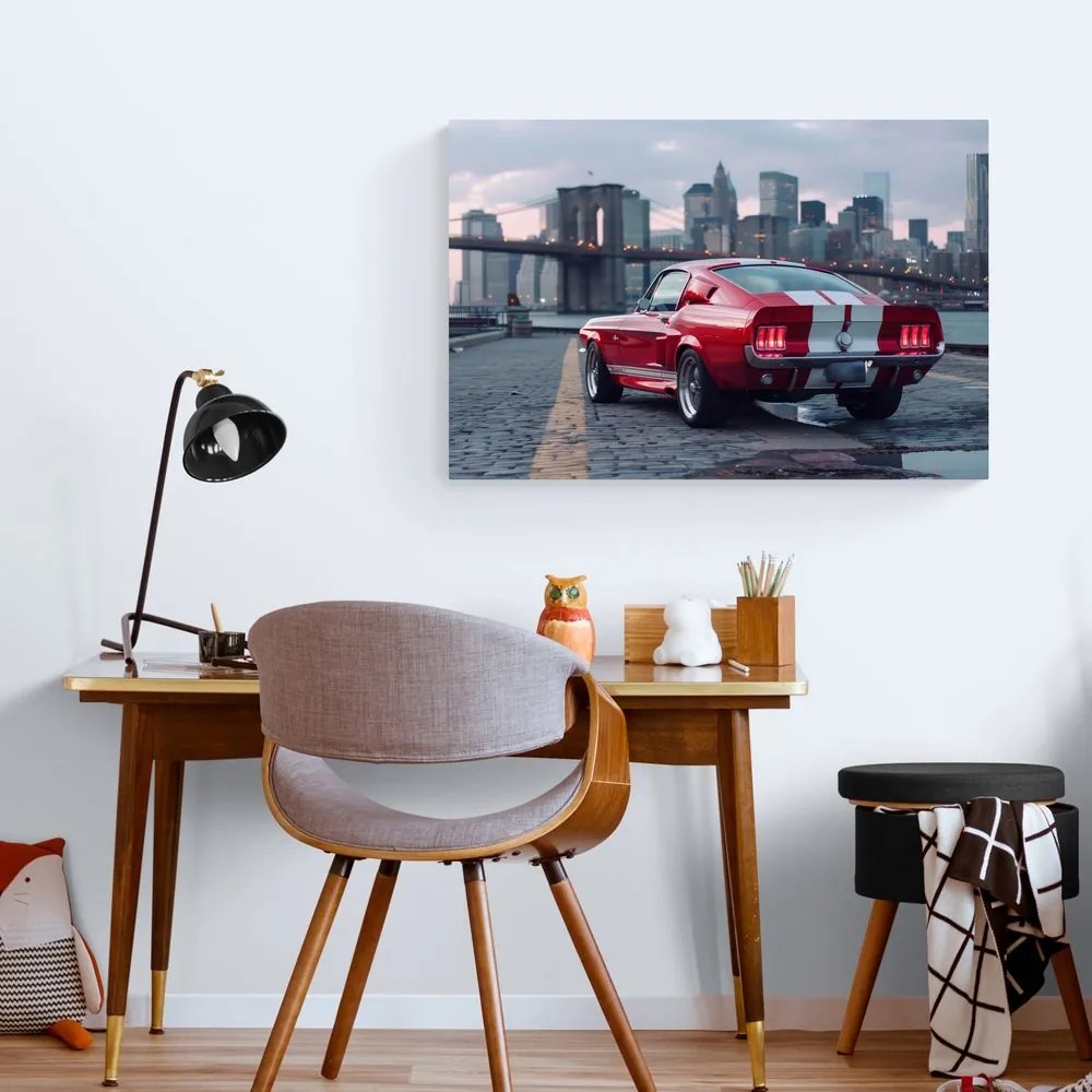 Obraz Mustang s panorámou New Yorku