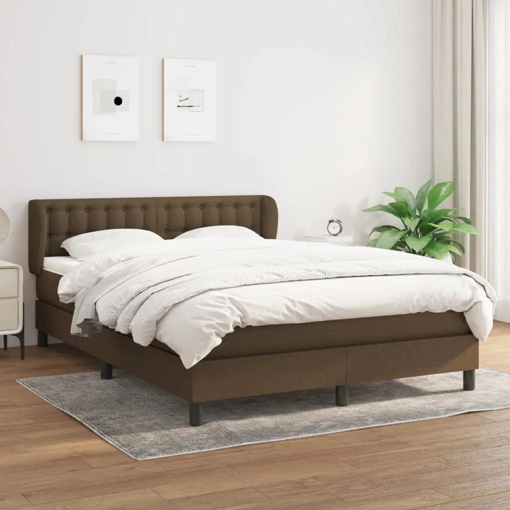 Boxspring posteľ s matracom tmavohnedá 140x200 cm látka 3126568
