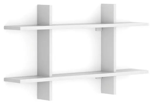 Kancelárska nástenná polica dvojitá SOLID, 1250 x 200 x 700 mm, biela