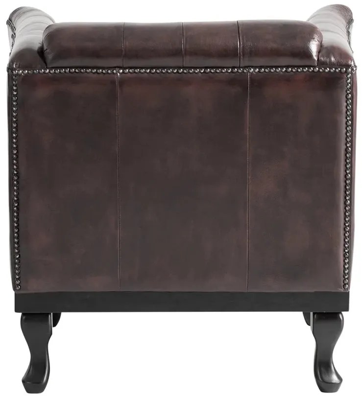 furniture-nabytek.cz - Masivní křeslo Chesterfield Dover z pravé kůže, hnědé