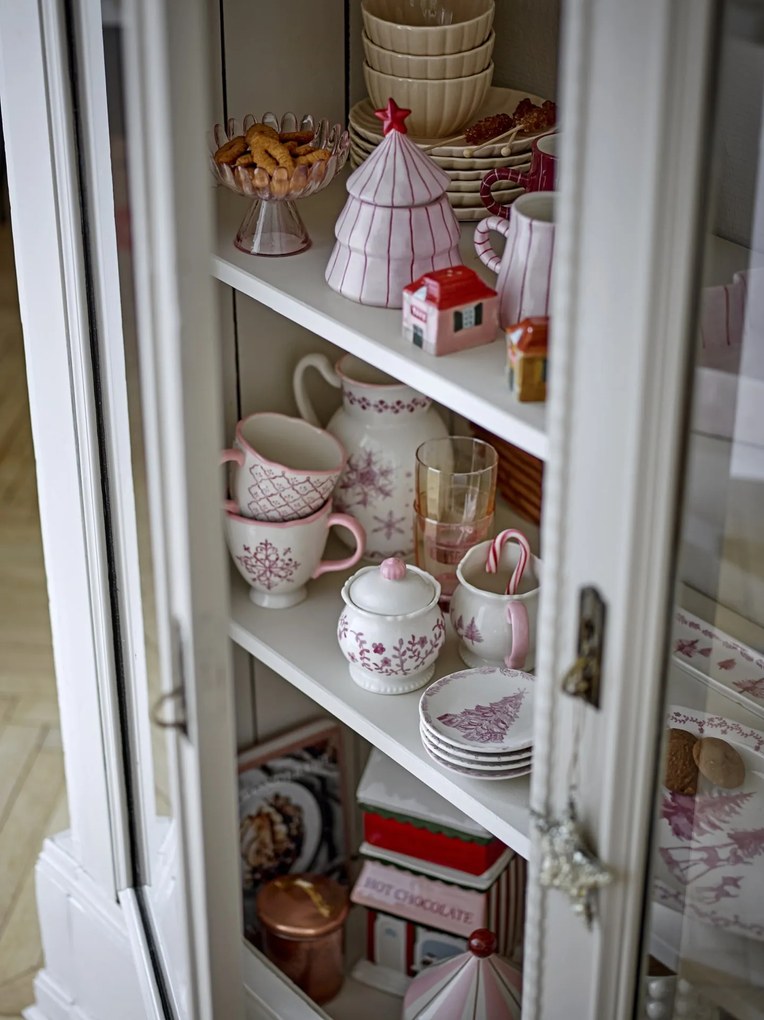 Bloomingville Sklenená miska na podstavci Nalu Rose Glass