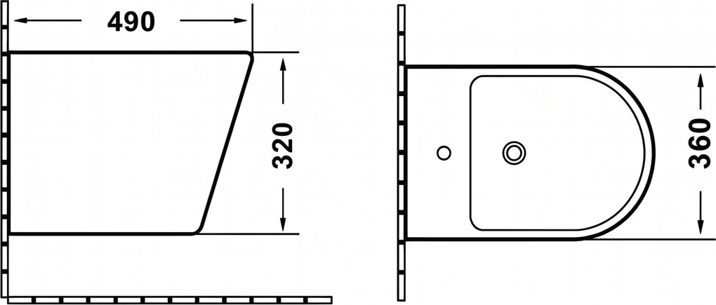 Erga Vento, závesný bidet 485x360x320 mm, čierna matná, ERG-V03-VENTO-BD-BK