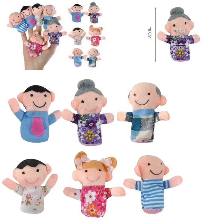 Bábiky na prsty - Rodinka 6 ks PRO - 5957