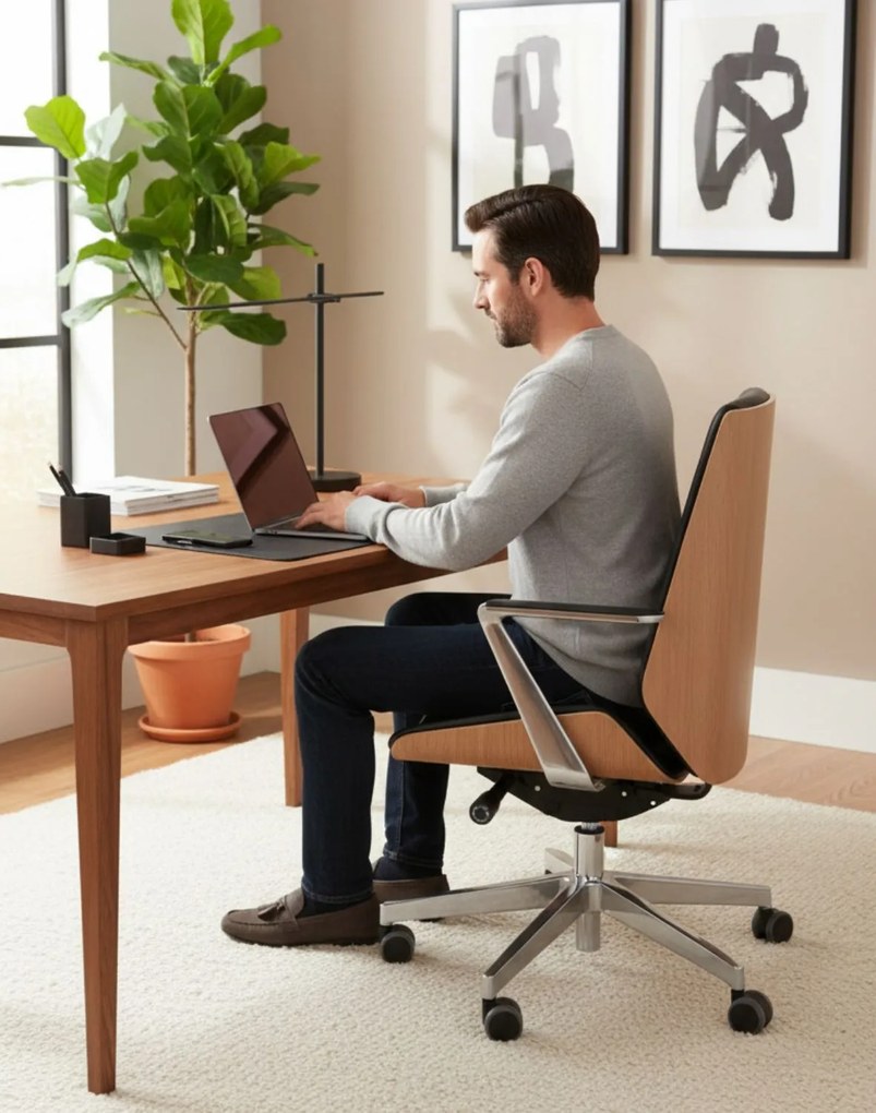 Grospol - Kancelárske kreslo Moon Wood AL1 - dubová dyha