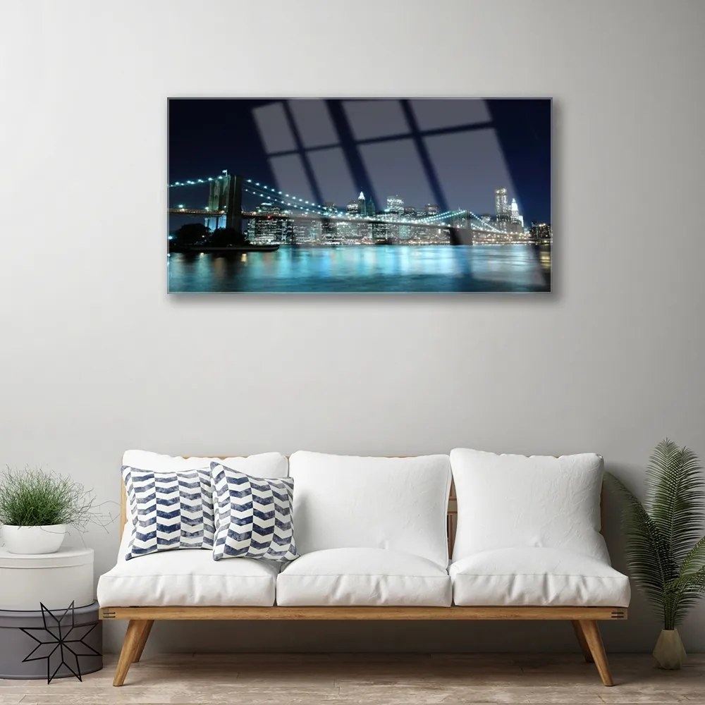 Obraz plexi Most mesto architektúra noc 100x50 cm
