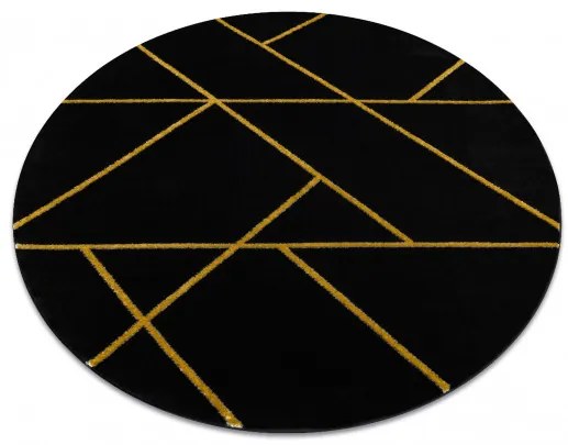 Dywany Łuszczów, Kusový koberec Emerald geometric 1012 black and gold kruh, 120x120 (priemer) kruh, čierna, chodba / predsieň