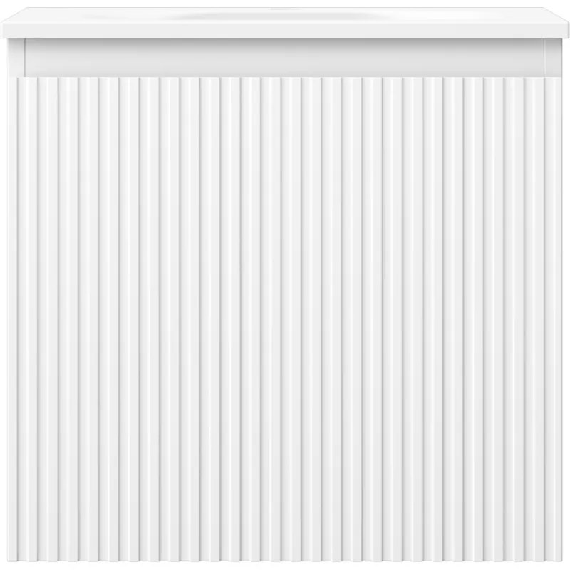 Mexen Rivel, kúpeľňová skrinka 50 cm s umývadlom Vela, 1 zásuvka, drážkovaná, biela matná, 91A20-05047-1-BF01-W23M01