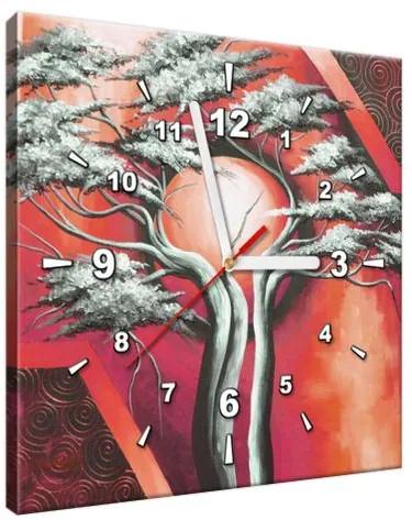 Obraz s hodinami Mohutný strom počas červenej noci 30x30cm ZP4068A_1AI