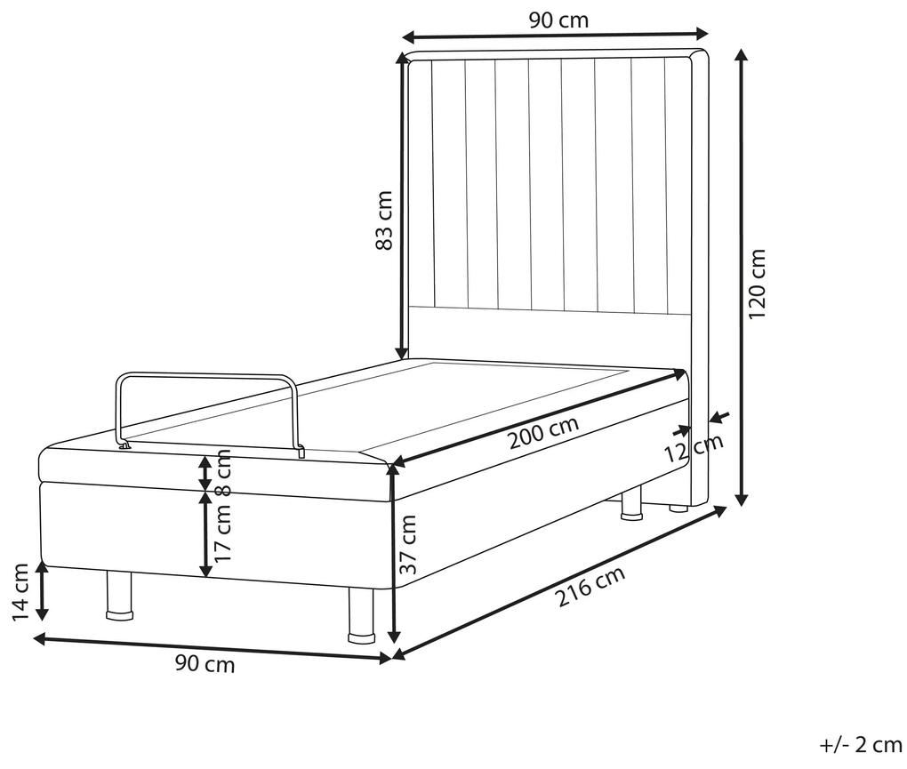 Polohovateľná čalúnená posteľ 90 x 200 cm sivá DUKE II Beliani