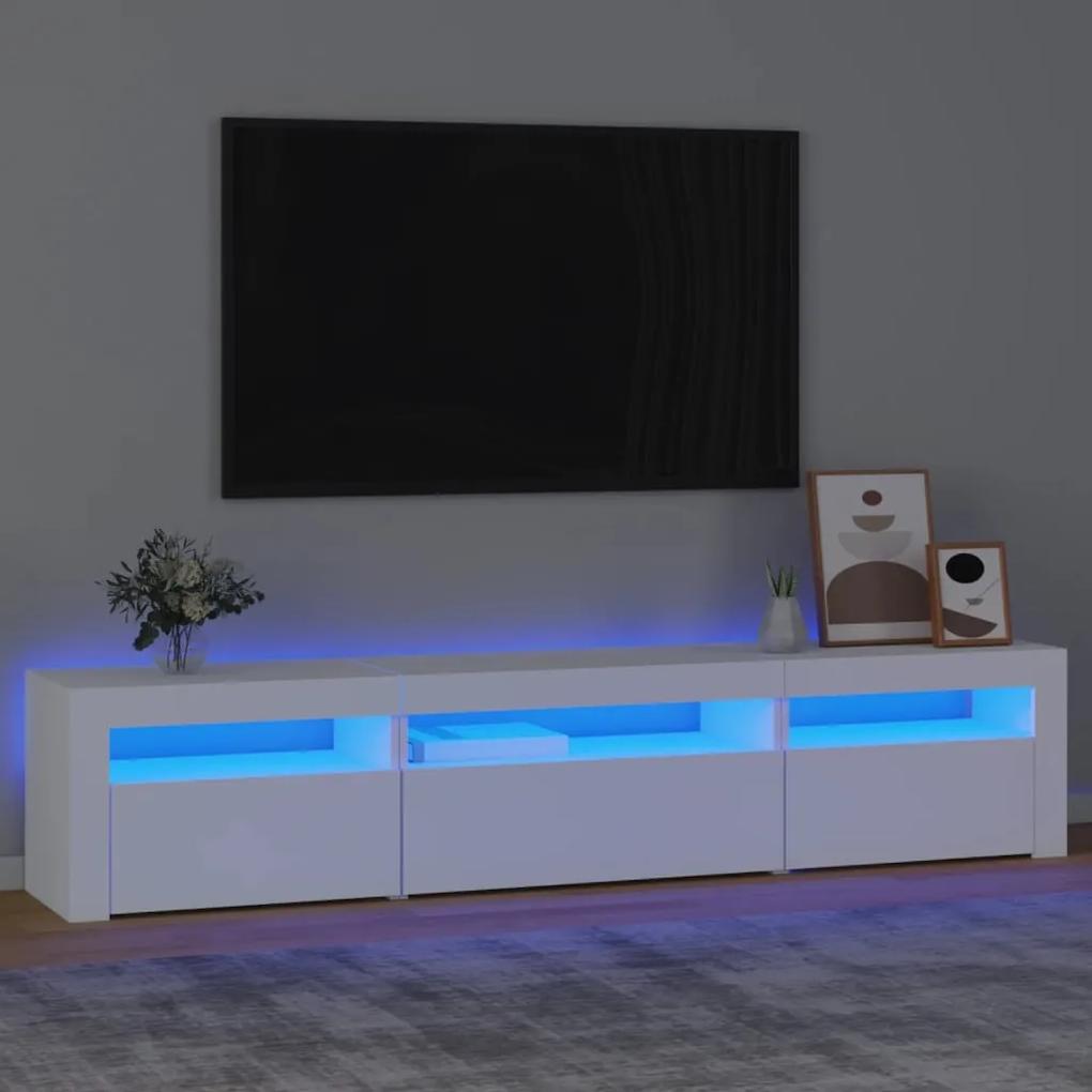 TV skrinka s LED svetlami biela 195x35x40 cm