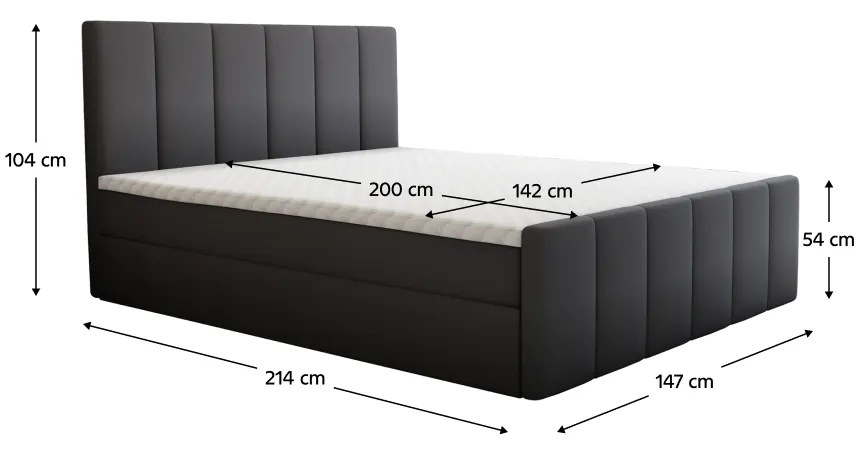 Boxspringová posteľ, 140x200, sivá, STAR