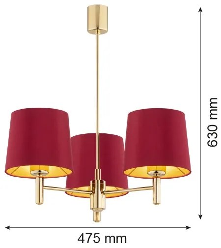 Argon 6266 - Luster na tyči PONTE PLUS 3xE27/15W/230V červená