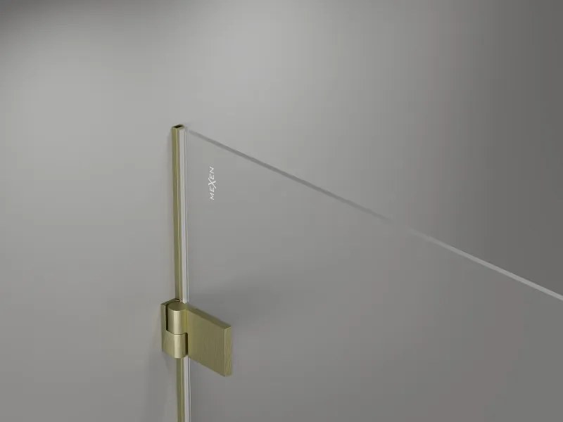 Mexen Lunar-B L, 1-krídlový sprchový kút, ľavý, 90 x 70 cm, 8mm číre sklo, zlatý matný profil, 832L-090-070-55-00-L