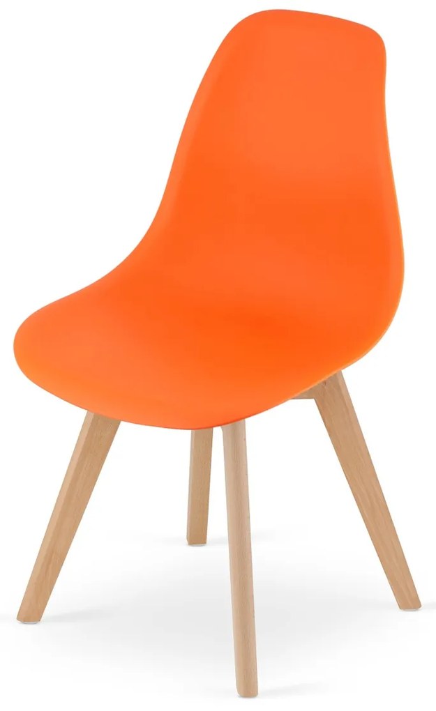 Oranžová stolička KITO s bukovými nohami