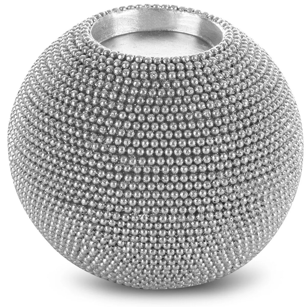 KERAMICKÝ SVIETNIK ELDO 10X10X9 CM STRIEBORNÝ