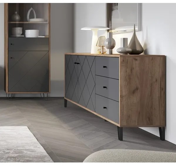 Komoda SULA dub craft/čierna