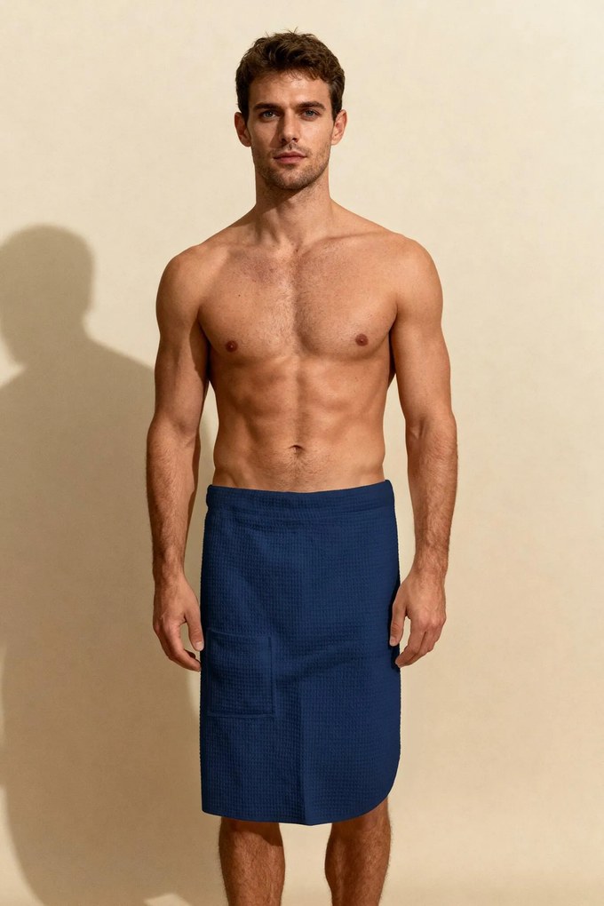 Vaflová osuška na zapínanie (kilt) tmavomodrá Veľkosť: S/M