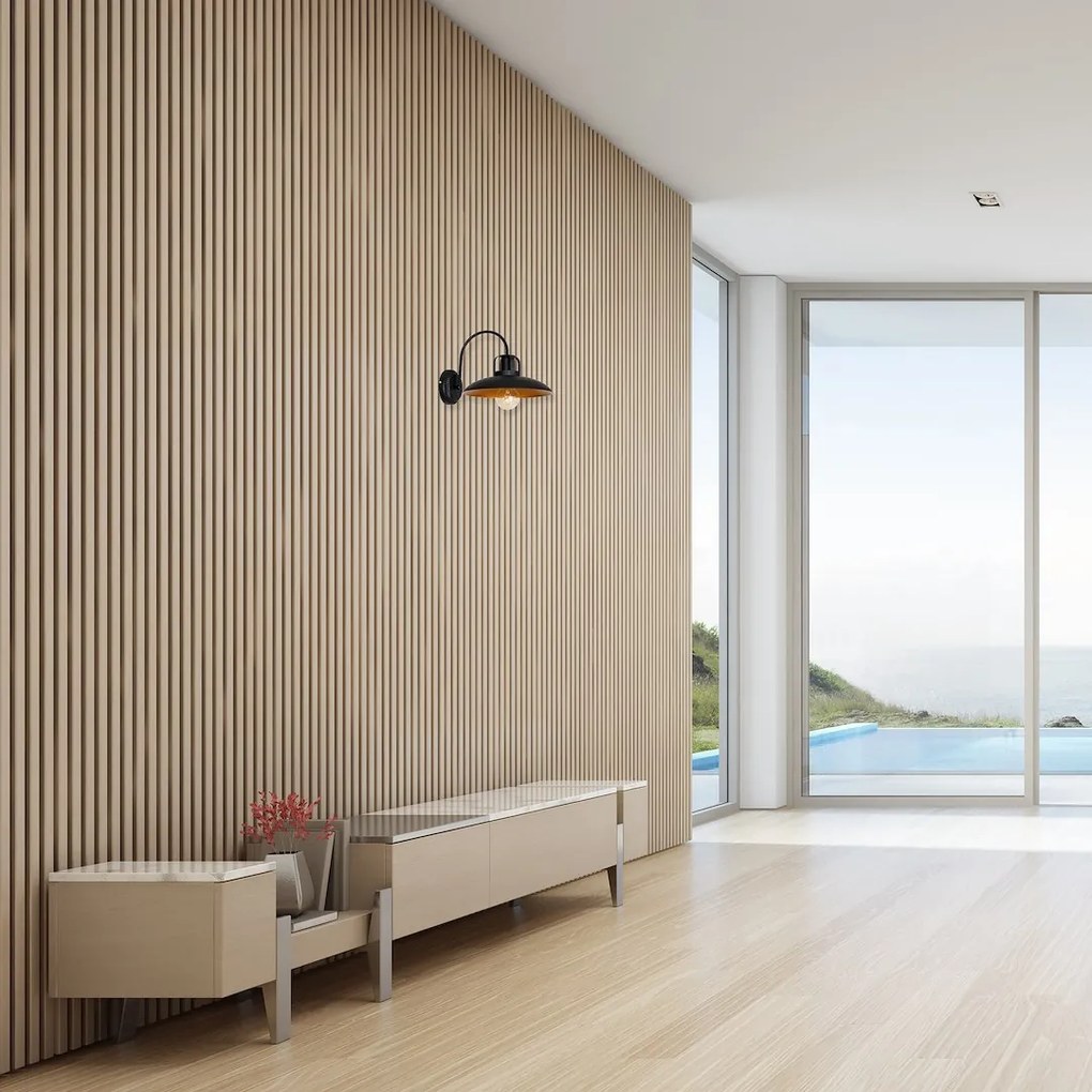 Nástenné svietidlo Felix, 1x zlaté/čierne kovové tienidlo, b