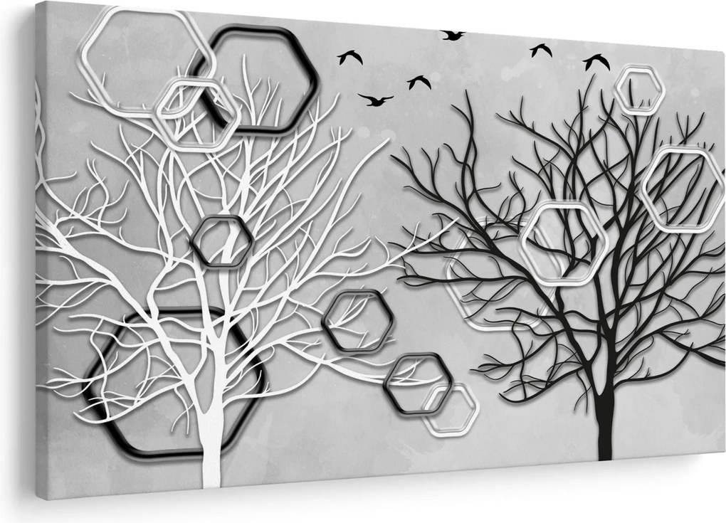 Abstraktný obraz so stromami (90x60 cm)