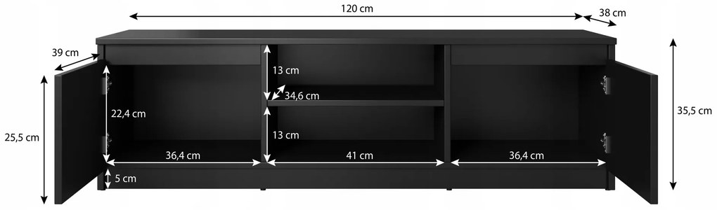 TV stolík DONATO 120 - čierny grafitový