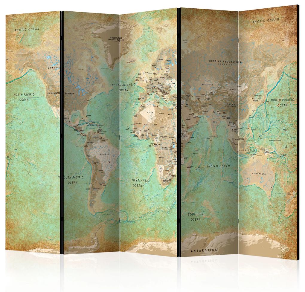 Artgeist Paraván - Turquoise World Map  [Room Dividers]