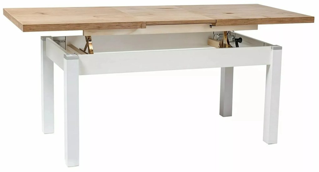 Rozkladací konferenčný stolík Kleopatra 124/164 cm dub lancelot/biely