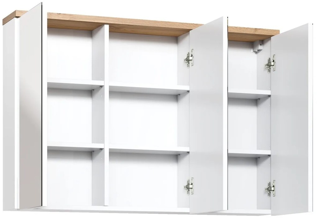 Kúpeľňová zostava so zápustným umývadlom, skrinkami a zrkadlom Bali 100 cm biela/dub wotan