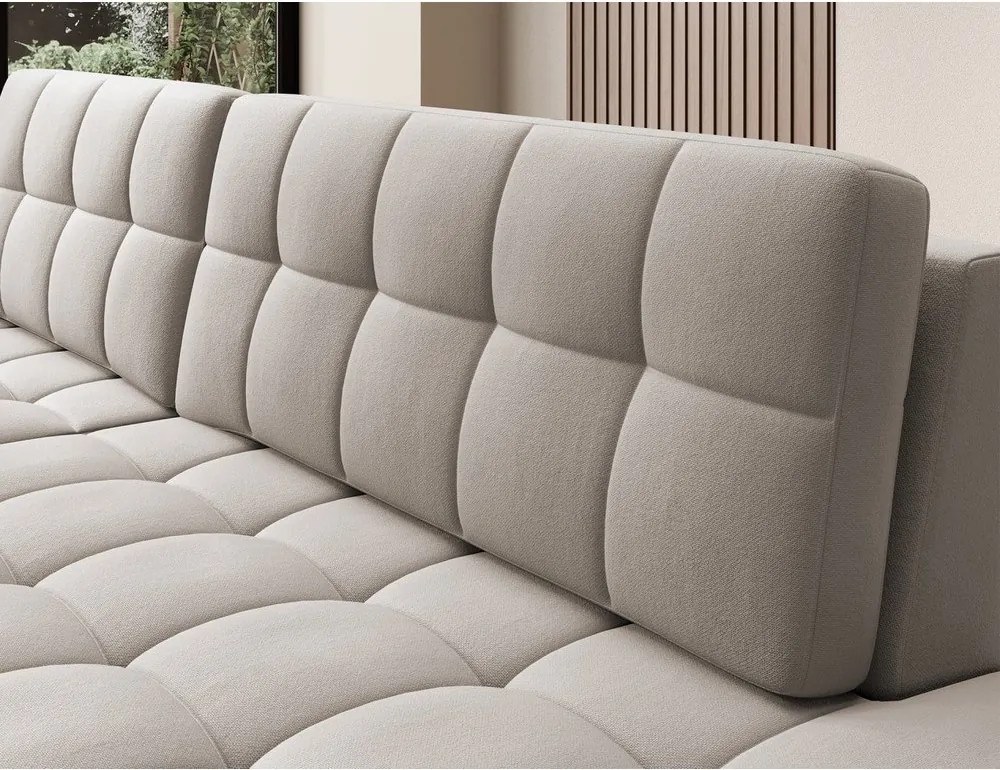 Béžová zamatová rozkladacia rohová pohovka (ľavý roh/s leňoškou) Blezalt – ELTAP