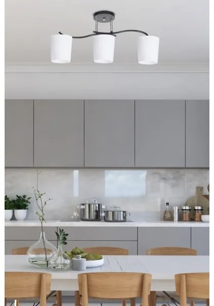 Luster na tyči ESNYR 3xE27/40W/230V čierna/biela