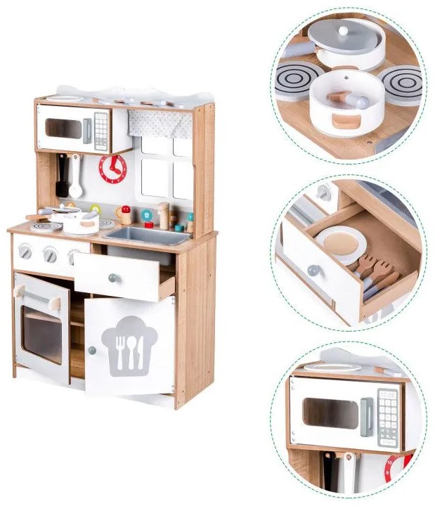 Drevená kuchynka XXL + kuchynské náradie Ecotoys