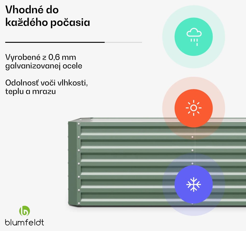 Blumfeldt High Grow Straight, vyvýšený záhon, 180 x 60 x 90 cm, z vlnitého oceľového plechu, jednoduchá montáž, odolný voči hrdzi a mrazu