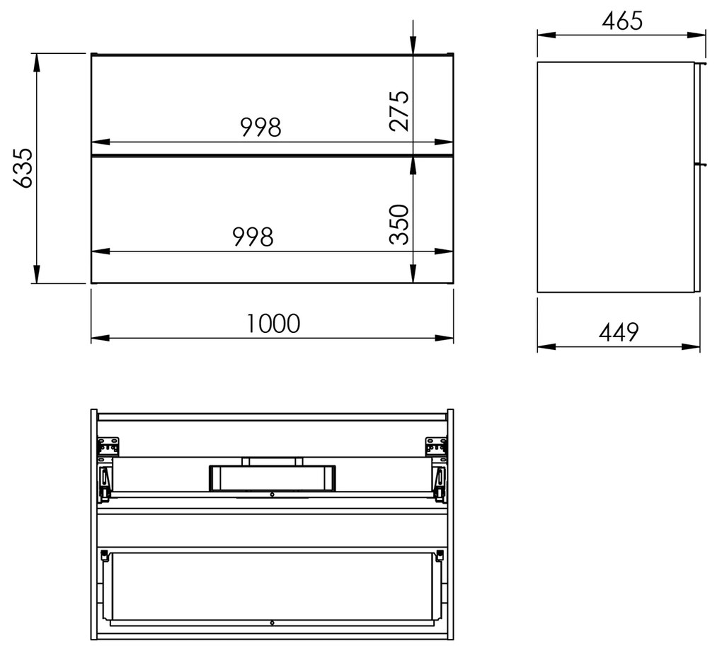 Elita Look, umývadlová skrinka 100x45x64 cm 2S PDW, zelená matná, ELT-168562