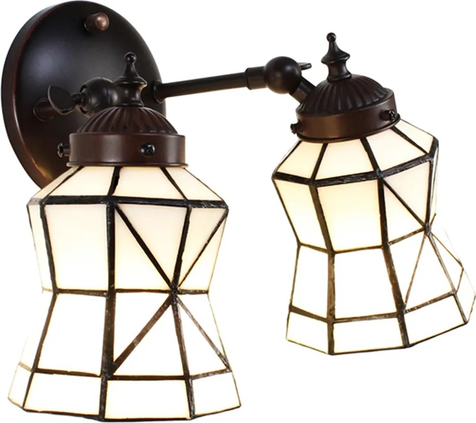 Nástenná lampa Tiffany s bielymi tienidlami Joanne - 30*23*23 cm E14/max 2*25W