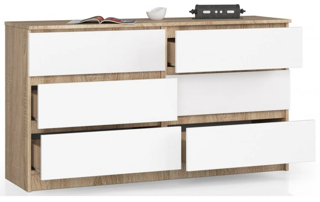 Komoda K140 6SZ sonoma / biela