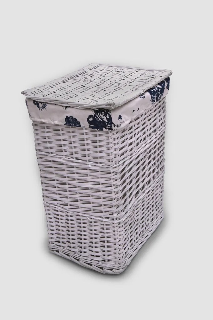 Biely hranatý prútený kôš na bielizeň s vekom Rozmery (cm): 40x30, v. 52