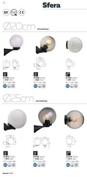 Redo 9873 - Vonkajšie nástenné svietidlo SFERA 1xE27/42W/230V IP44 biela