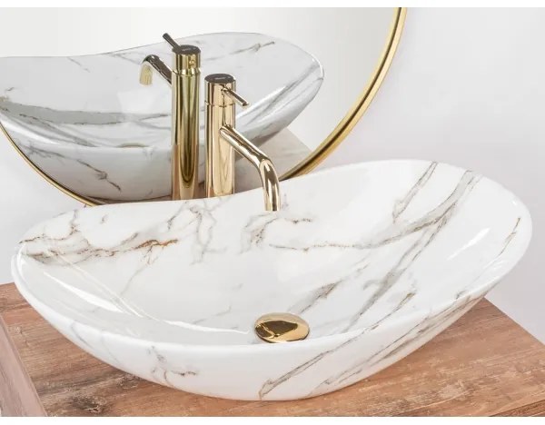 REA-U8597 - Umývadlo na dosku ROYAL 36x62 cm keramika/mramorový dekor