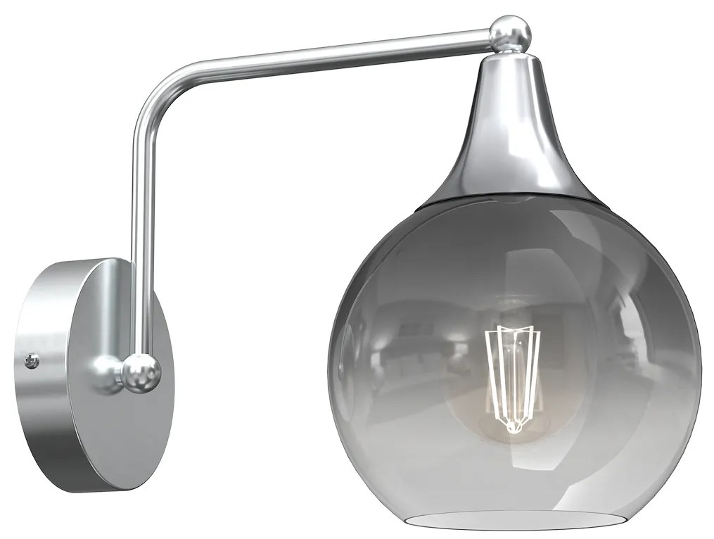 Nástenné svietidlo Monte, 1x grafitové sklenené tienidlo, ch