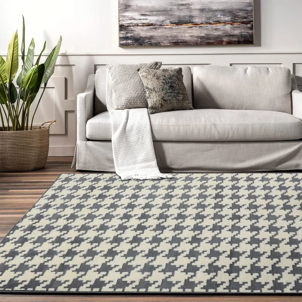 Tutumi Clover, plyšový koberec 140x200 cm, šedá, SHG-04006