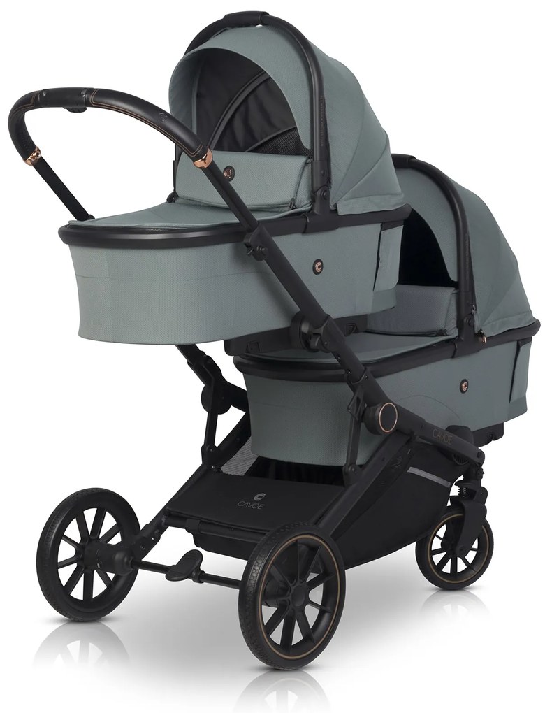 Športový kočík pre dvojčatá CAVOE Avec Boho Green