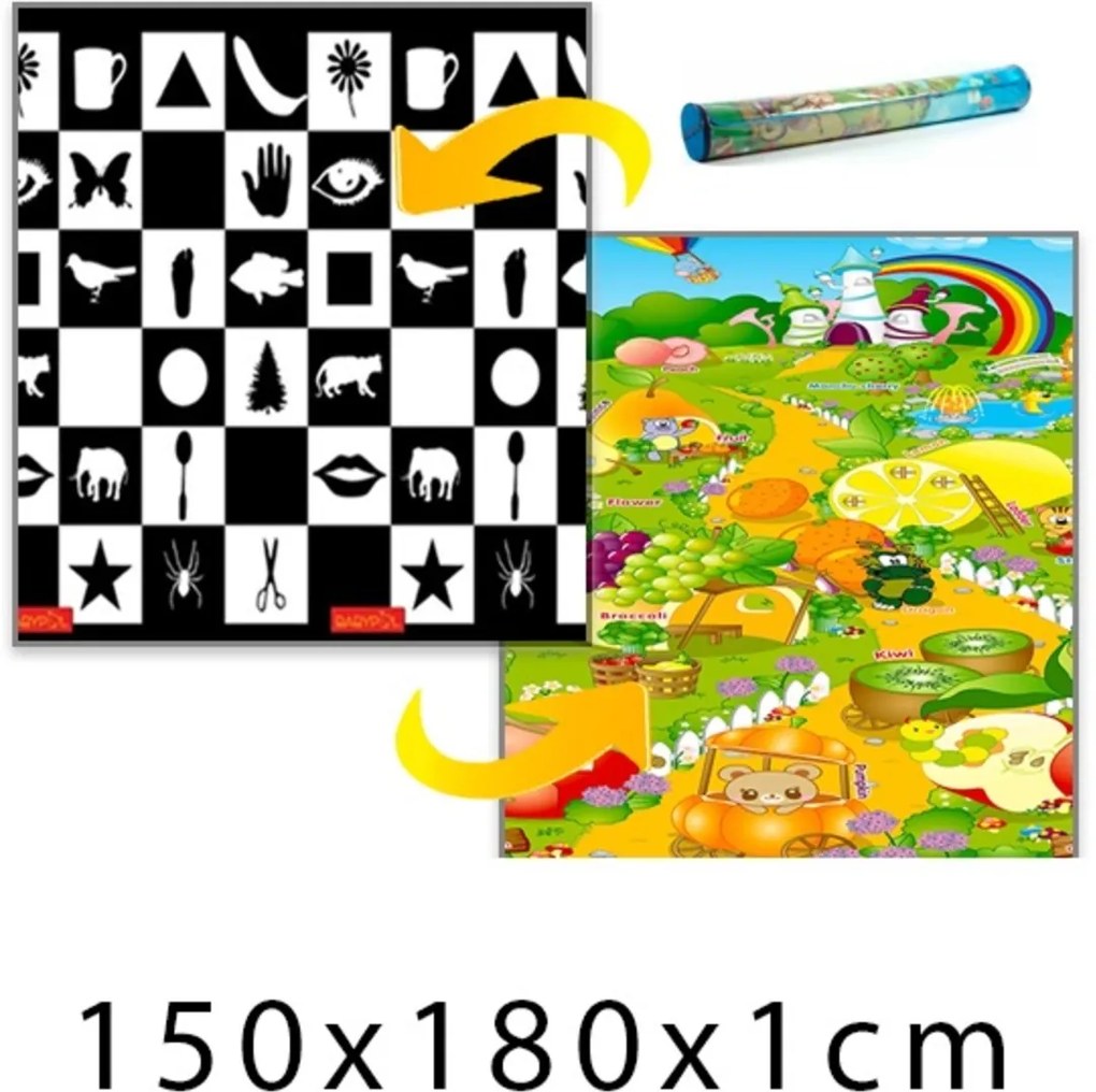 Detský penový koberec Šachovnica + Ovocný raj 150x180x1 cm 150x180x1 cm