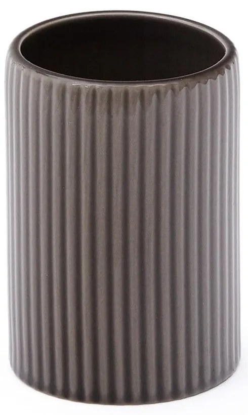 Tmavohnedý keramický téglik na zubné kefky Selime – Kave Home