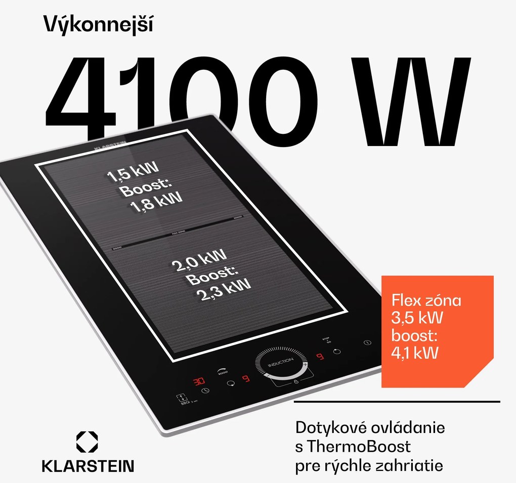 Klarstein Delicatessa Domino Prime, vstavaná indukčná varná doska, 2 zóny, 3500 W