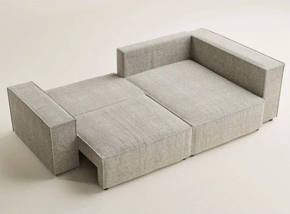 Béžová ženilková rozkladacia/s úložným priestorom rohová pohovka (pravý roh/do L) Tonga – Maison de Rêve