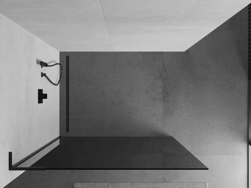 Mexen Kioto L, sprchová zástena Walk-In 70 x 200 cm, 8mm šedé sklo, čierny profil, 800-070-103-70-40