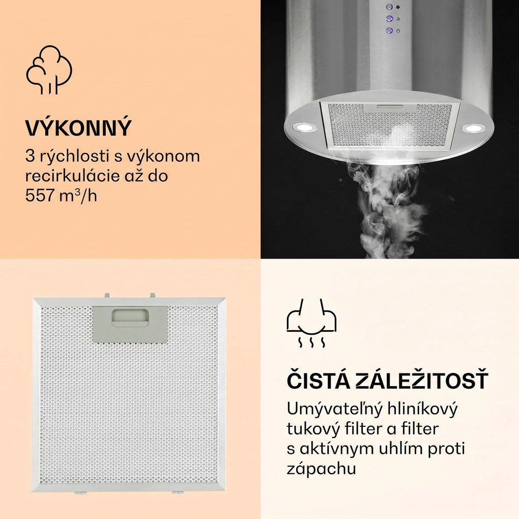 Klarstein Barella, digestor, 38 cm, 518 m³/h, LED, biely