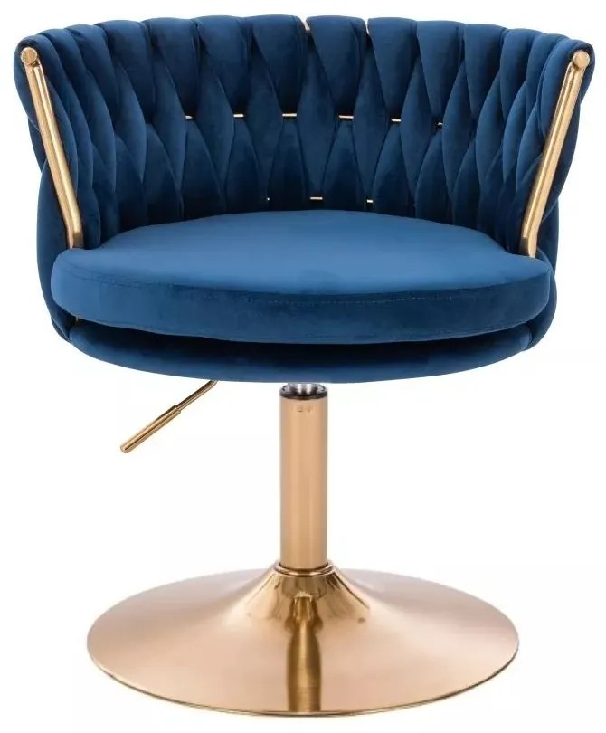LuxuryForm DESIGN Stolička LYON VELUR na zlatom tanieri - modrá