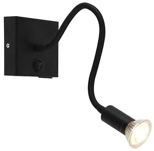 Moderná flexibilná nástenná lampa USB čierna - Zeno