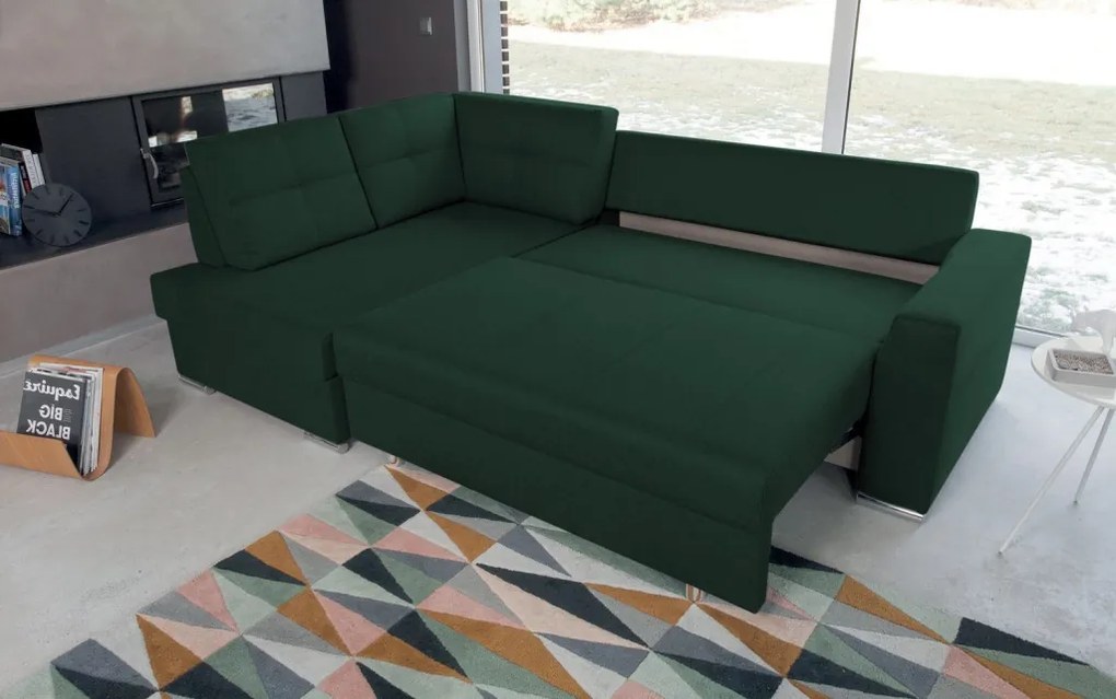 Rohová sedacia súprava Stilo, zelená látka, ľavý roh